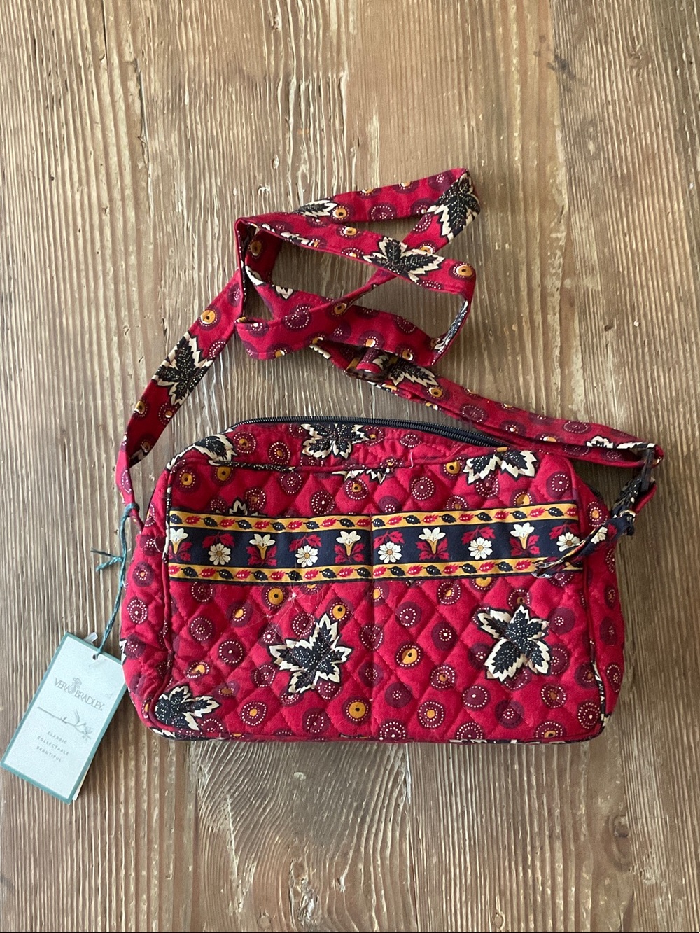 Vera Bradley vintage retired Red Coin/Maple Leaf Quilted Crossbody